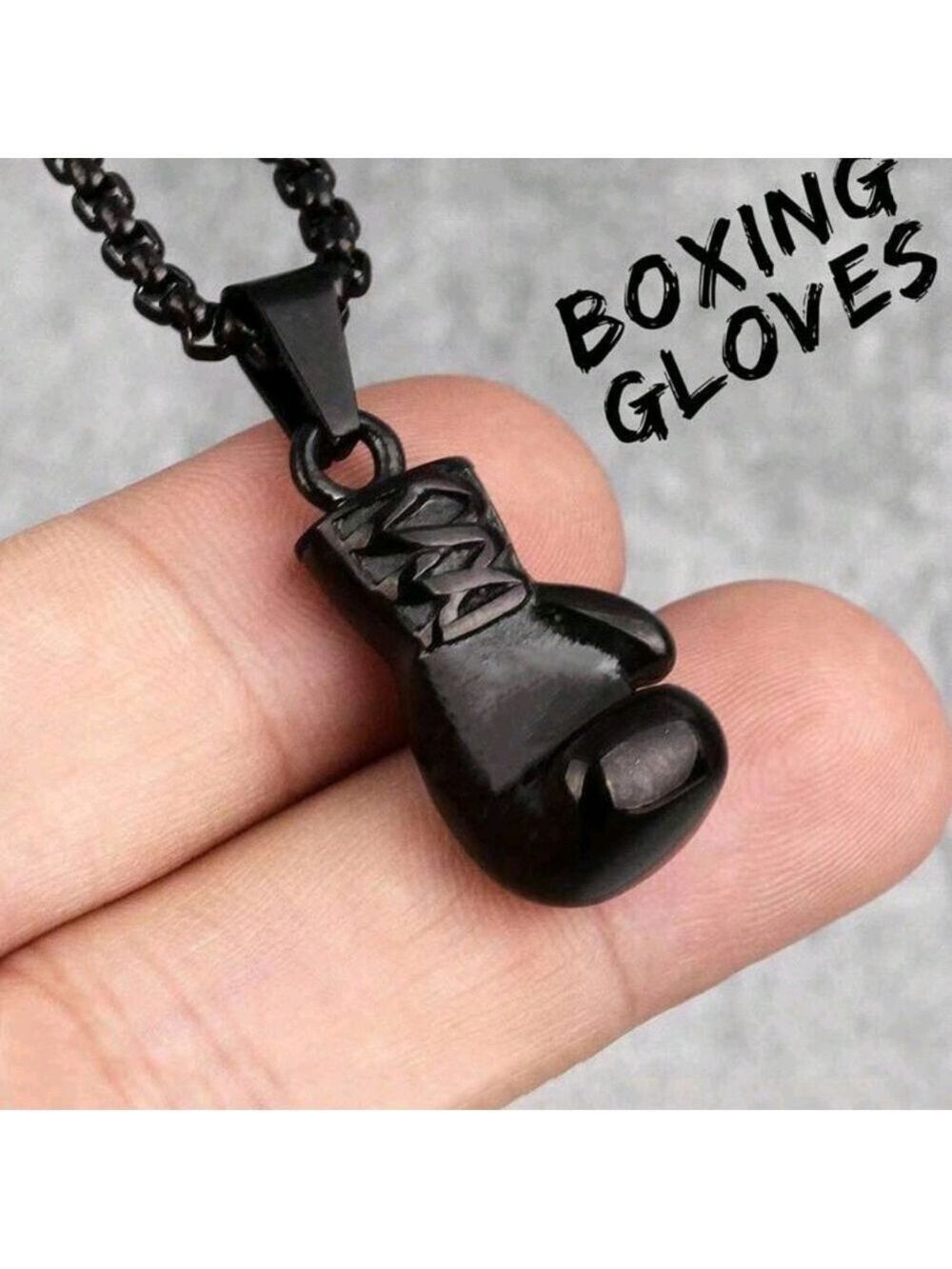 Black Boxing Glove Pendant Necklace